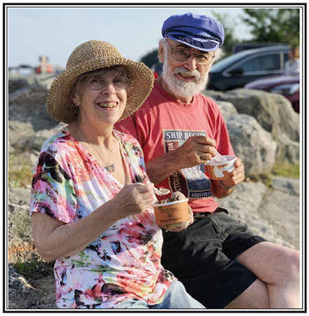 Charlie and Judy on the wharf at Five Islands 2018