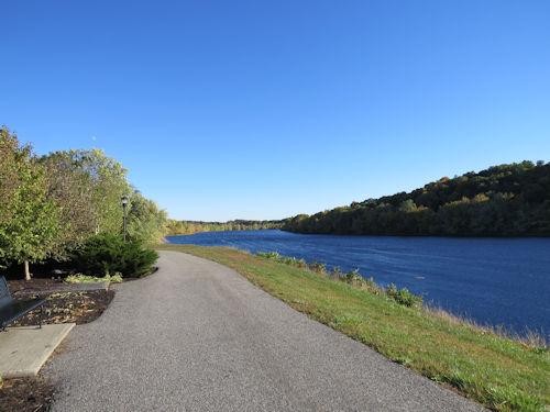 looking down the Androscoggin River from close to Lewiston