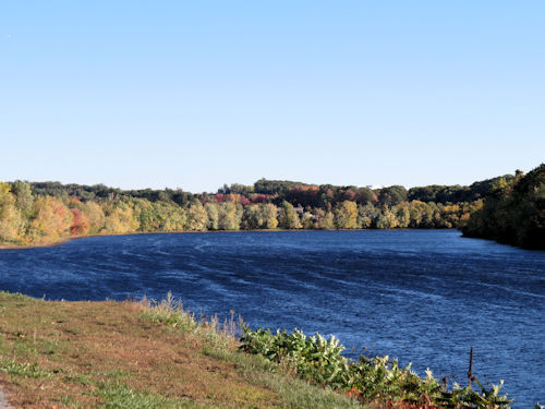 looking down the Androscoggin River from close to Lewiston