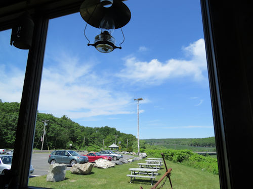 view of osprey nest from Taste of Maine Restaurant