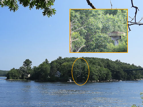 looking across the Sasanoa River to the Sasanoa Platform osprey nest on the Arrowsic side